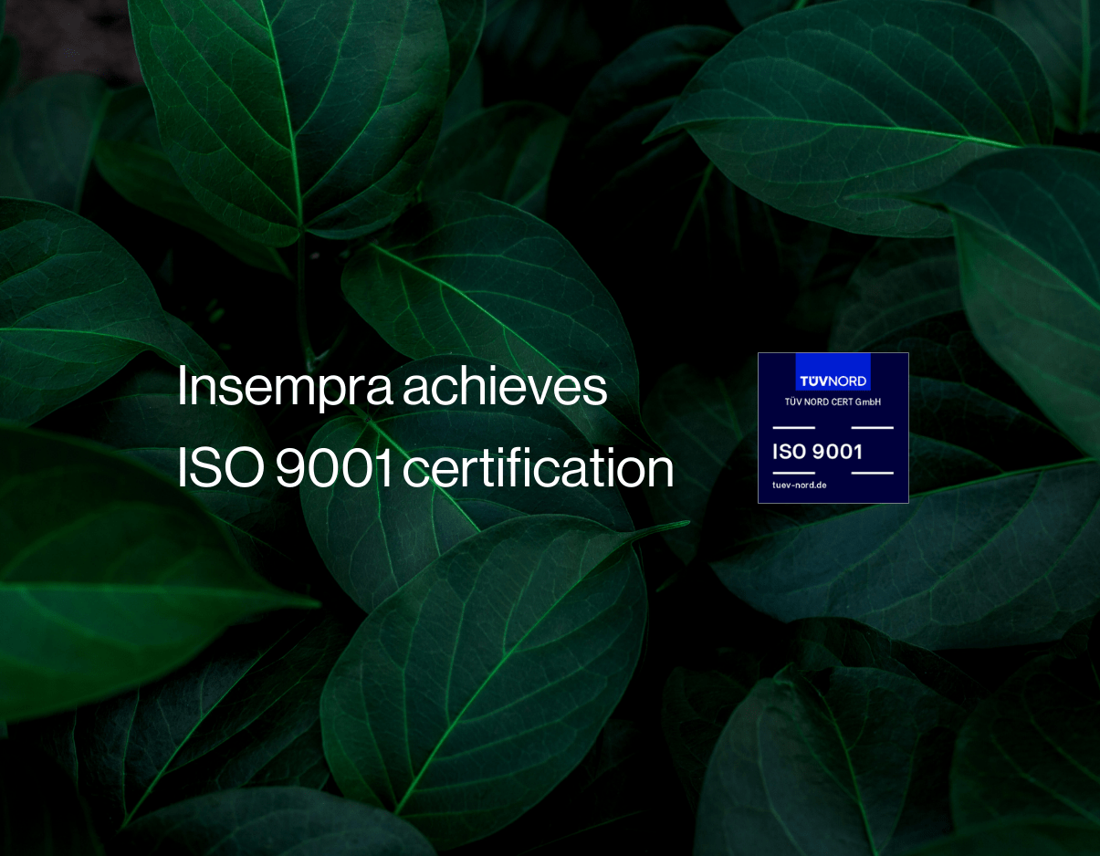 Insempra achieves ISO 9001 certification